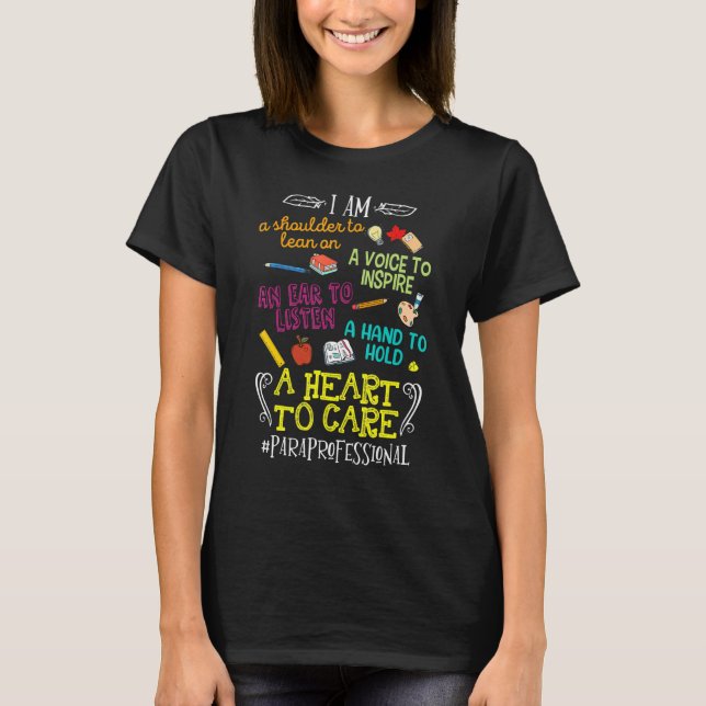 Herz-zu-Pflege Paraprofessional Teach Liebe Inspir T-Shirt (Vorderseite)