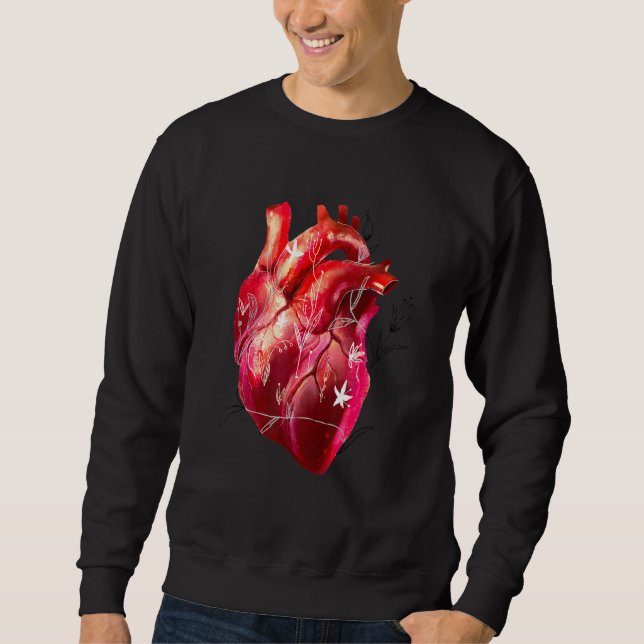 Herzanatomie und Blume Kardiologe Design Sweatshirt (Vorderseite)