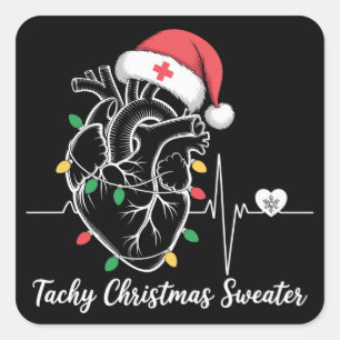 Herzanatomie Weihnachten Krankenschwester Kardiolo Quadratischer Aufkleber