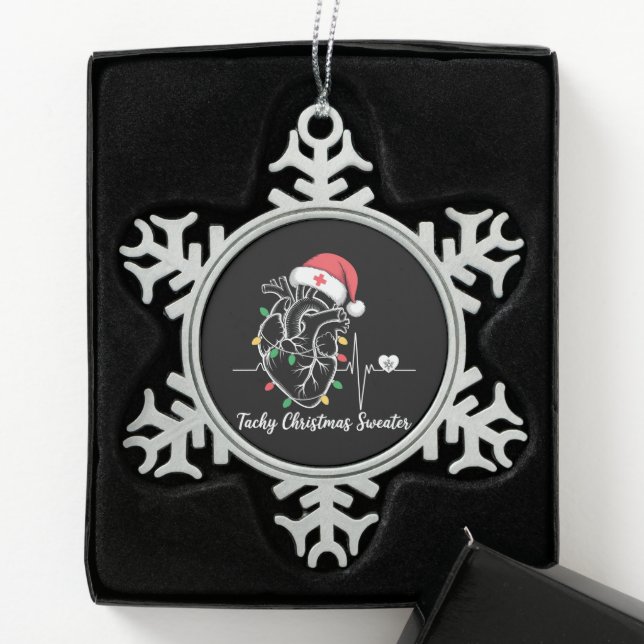 Herzanatomie Weihnachtskrankheit Herzkrankheit Tac Schneeflocken Zinn-Ornament (Box)