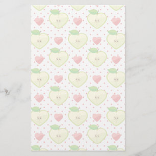 Herzäpfel mit rosa Polka-Punkten und Herz Briefpapier