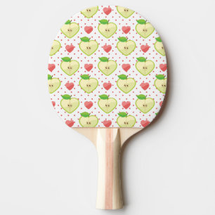 Herzäpfel mit rosa Polka-Punkten und Herz Tischtennis Schläger