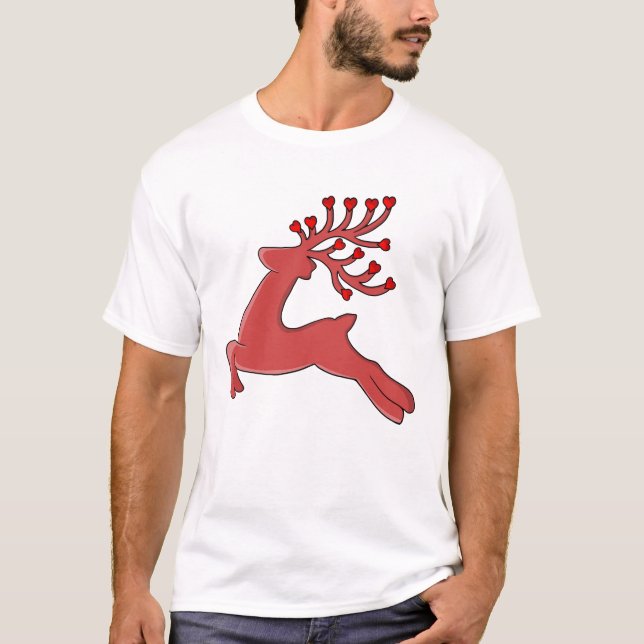 Herzast Hirschsprung Liebe Geweih T-Shirt (Vorderseite)