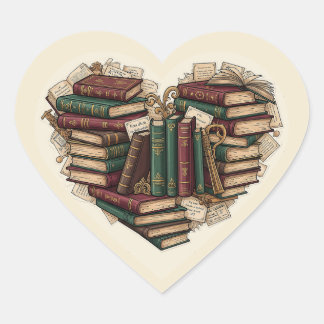Herzaufkleber für Bücher | Ästhetischer Vintage-Bü Herz-Aufkleber