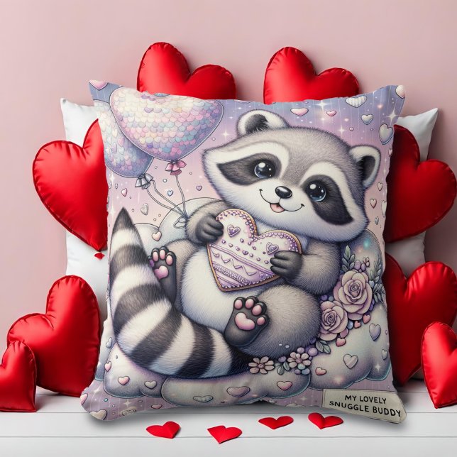 Herzballon Cookie Raccoon Valentines Kissen (Von Creator hochgeladen)