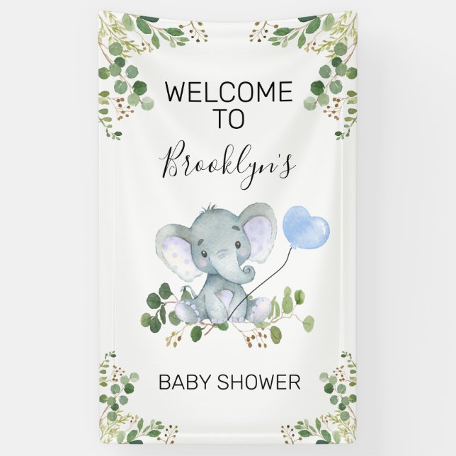 Herzballon Elephant Foliage Baby Dusche Willkommen Banner (Vertikal)