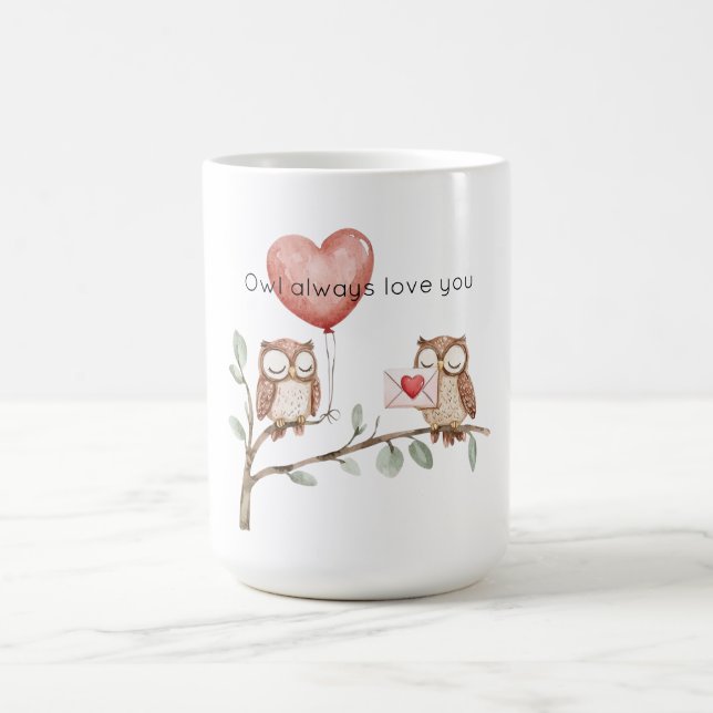 Herzballon Eule liebt dich immer Kaffeetasse (Mittel)