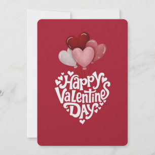 Herzballon Herz Schriftzug Frohen Valentinstag Feiertagskarte