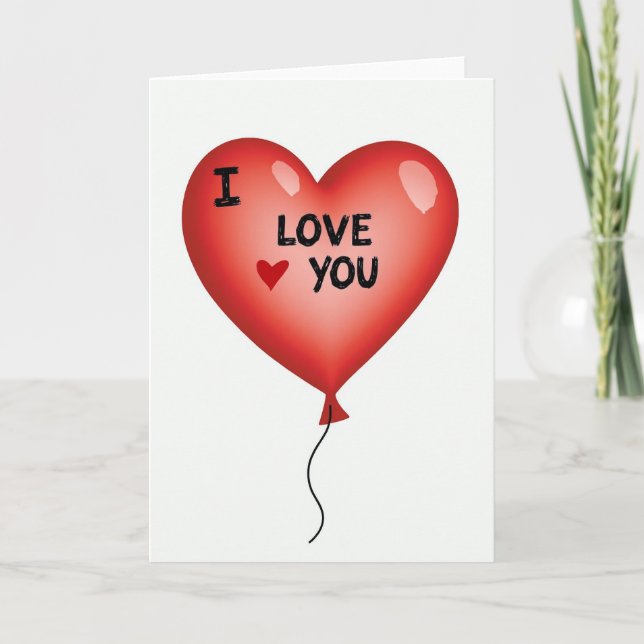 Herzballon Ich liebe dich Karte (Vorderseite)