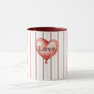 Herzballon Rot Pink Weiß Streifen Tasse