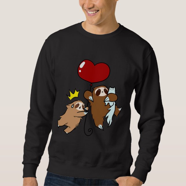 Herzballon Sloth and Cat Sweatshirt (Vorderseite)
