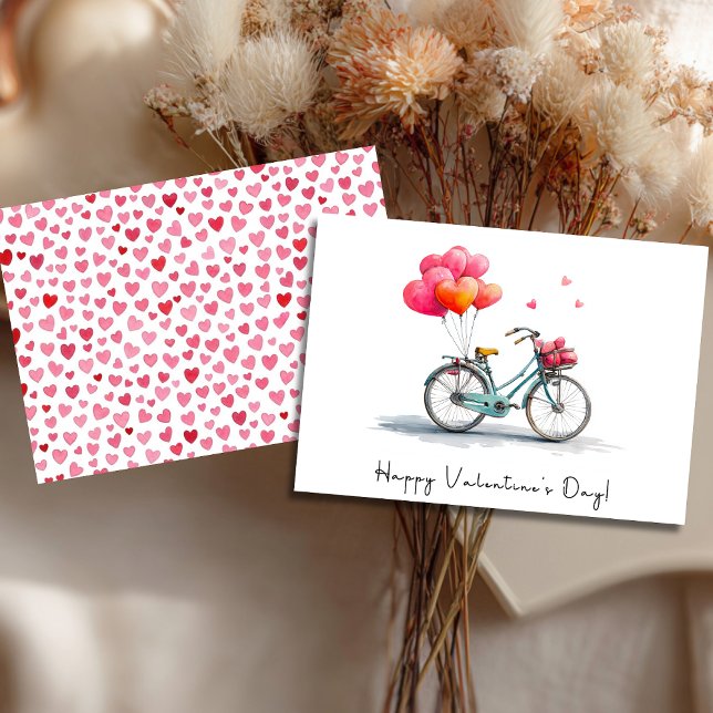 Herzballons & Fahrräder Valentinstag Feiertagskarte (Von Creator hochgeladen)