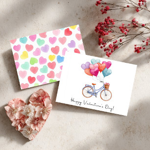 Herzballons & Fahrräder Valentinstag Feiertagskarte