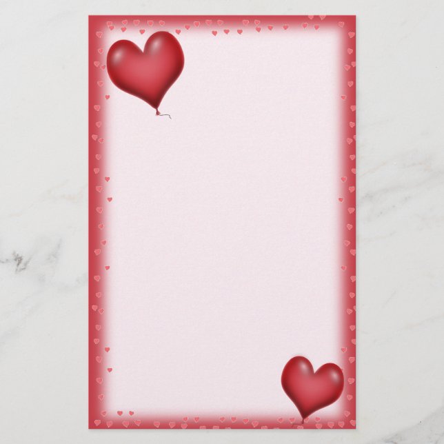 Herzballons fliegen briefpapier (Vorderseite)