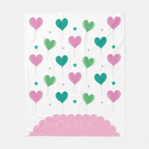 Herzballons Grün Rosa Stern Muster Süß Fleecedecke