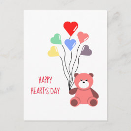 HERZBALLOON UND TEDDY-BAR POSTKARTE