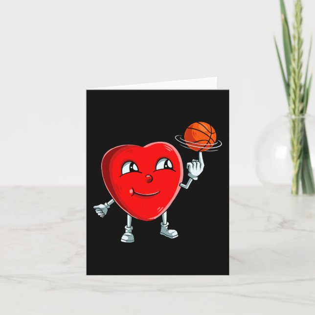 Herzbasketball Valentinstag Niedlich Sport Karte (Vorderseite)