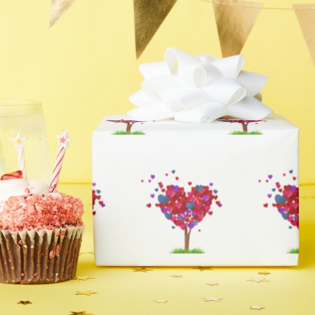 Herzbaum mit Gras Geschenkpapier (Geburtstagsparty)