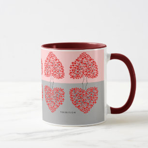 Herzbaum (rot und grau) Valentinische Tasse