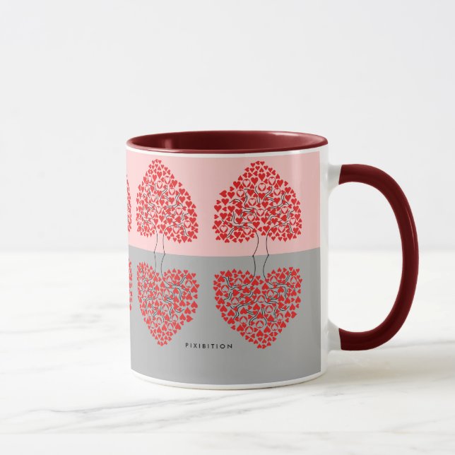 Herzbaum (rot und grau) Valentinische Tasse (Rechts)