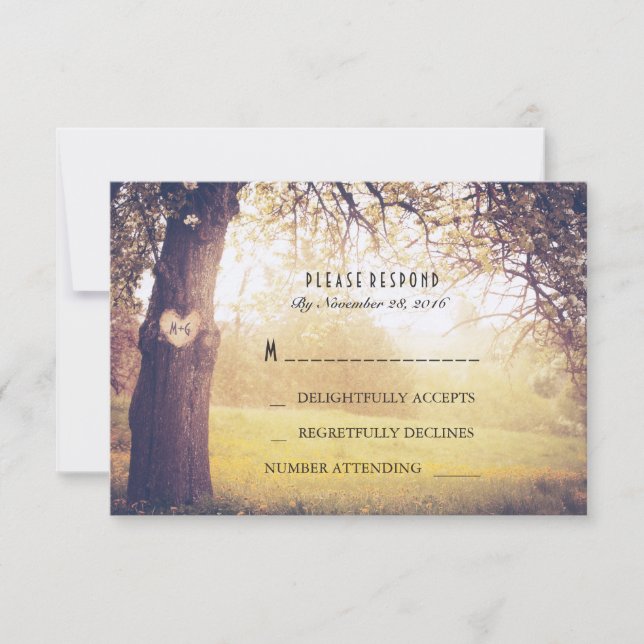 Herzbaum Wedding RSVP Card (Vorderseite)