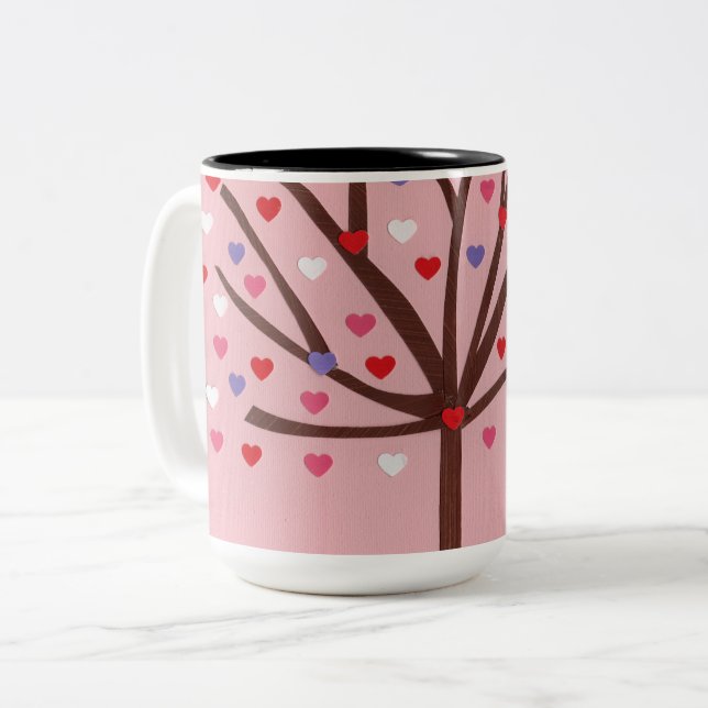 Herzbaum Zweifarbige Tasse (Vorderseite Links)