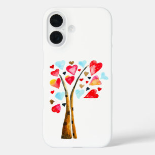 Herzbaumvalentine Aquarellkunst iPhone 16 Hülle