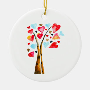 Herzbaumvalentine Aquarellkunst Keramik Ornament