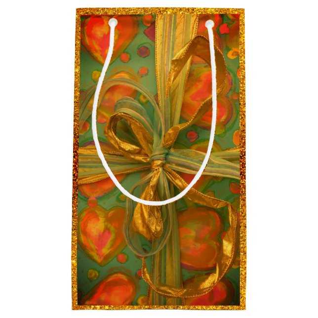 Herzbeutel rot und grün Glitzer aussehen präsentie Kleine Geschenktüte (Vorderseite)