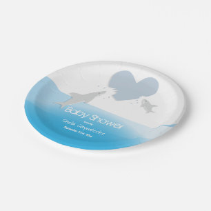 Herzbisse und Haie Baby Shower Paper Plate Pappteller