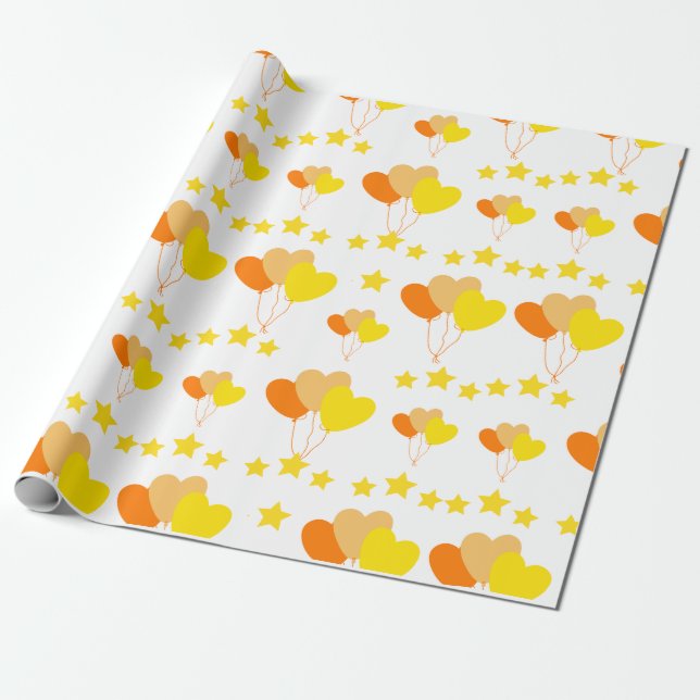 Herzblasen mit Sternen Geschenkpapier (Ungerollt)
