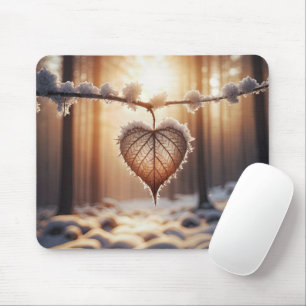 Herzblatt an Winterzweig Mousepad
