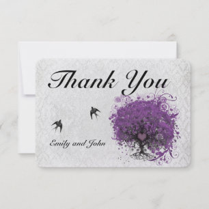 Herzblatt Eggplant Tree Vintage Vögel Vielen Dank RSVP Karte