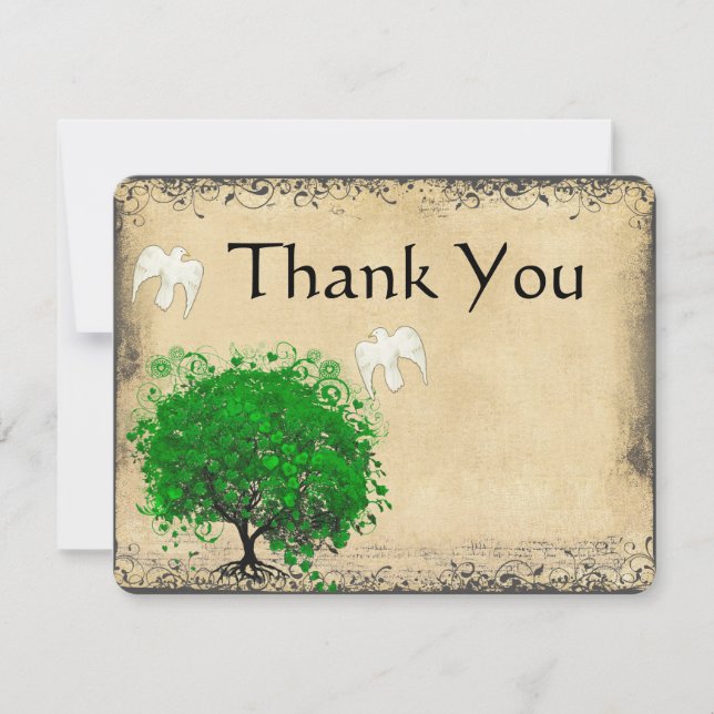 Herzblatt Emerald Tree Dove Bird Vielen Dank Dankeskarte (Vorderseite)