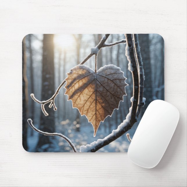Herzblatt im Winterwald Mousepad (Mit Mouse)