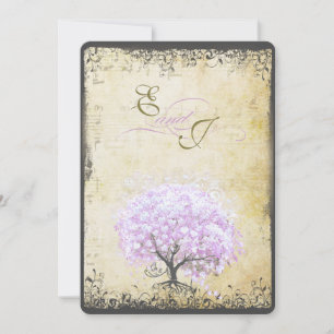 Herzblatt Lavendelbaum Vintage Vogel Hochzeit Einladung