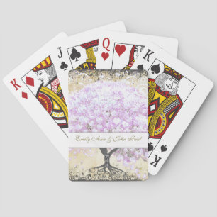 Herzblatt-Lavendelbaum Vintage-Vogel-Hochzeit Spielkarten