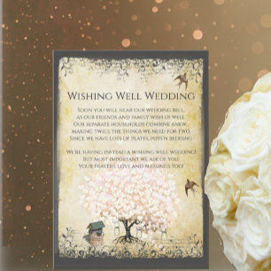 Herzblatt-Rosa-Baum-Vintage-Wunschbrunnen-Hochzeit Begleitkarte