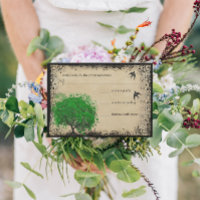 Herzblatt Smaragd Baum Liebesvogel Hochzeit RSVP