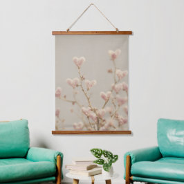 Herzblüten Wandteppich – Romantische Botanische Mit Holzrahmen