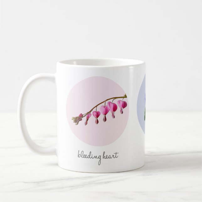 Herzblutungen, Stiefmütterchen und Aster-Blume Kaffeetasse (Links)