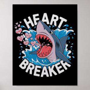 Herzbrecher-Hai Süß Lustig Liebesdesign für Vale Poster