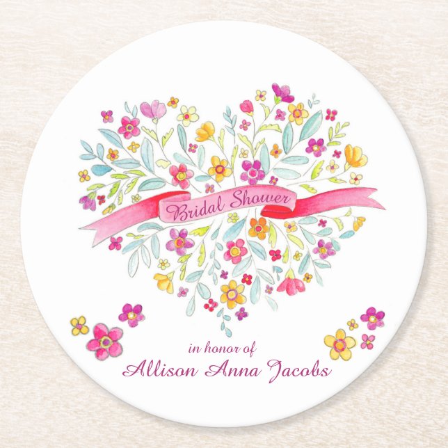 Herzbukett Blume Brautparty Untersetzer (Vorderseite)