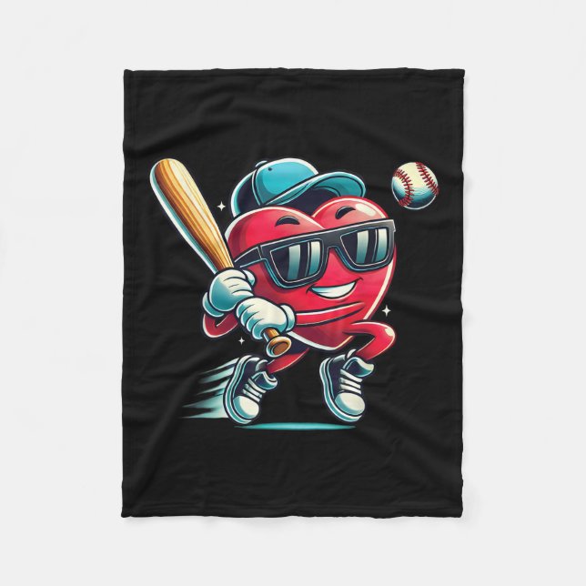 Herzchen Baseball Boys Kinder Baseball Valentin Fleecedecke (Vorderseite)