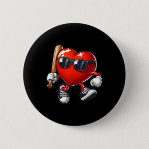 Herzchen Baseball Funny Valentine's Day Febru Button