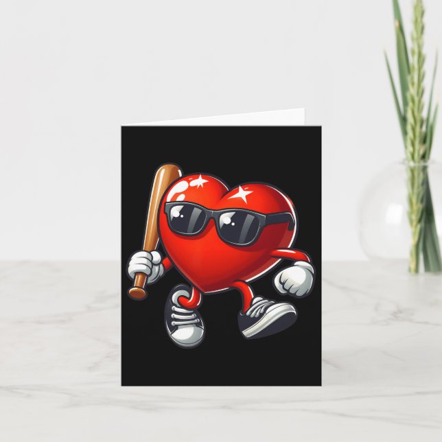 Herzchen Baseball Funny Valentine's Day Febru Karte (Vorderseite)