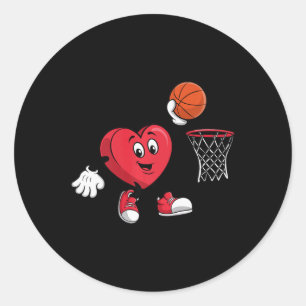 Herzchen Basketball Valentinstag für Sport Runder Aufkleber