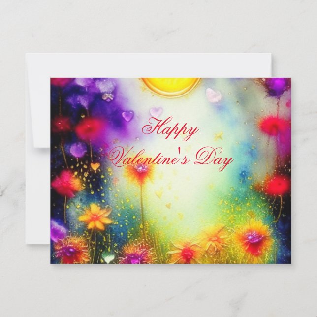 Herzchen und Blume valentine Feiertagskarte (Vorderseite)