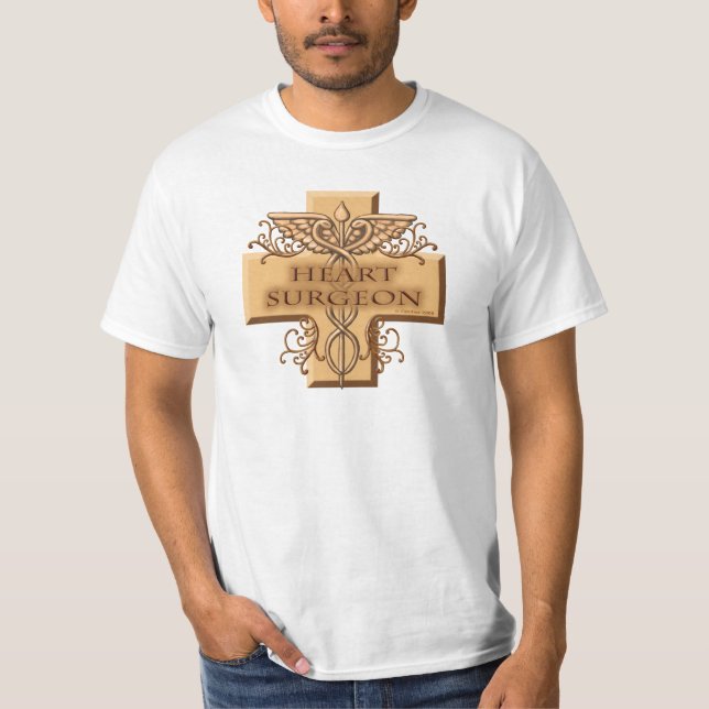 Herzchirurg Cross Caduceus T-Shirt (Vorderseite)