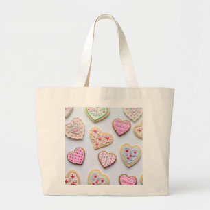 Herzcookies zum Valentinstag Jumbo Stoffbeutel